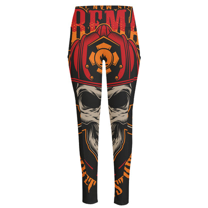 Firefighter First In Last Out Print High-Waisted Pocket Leggings