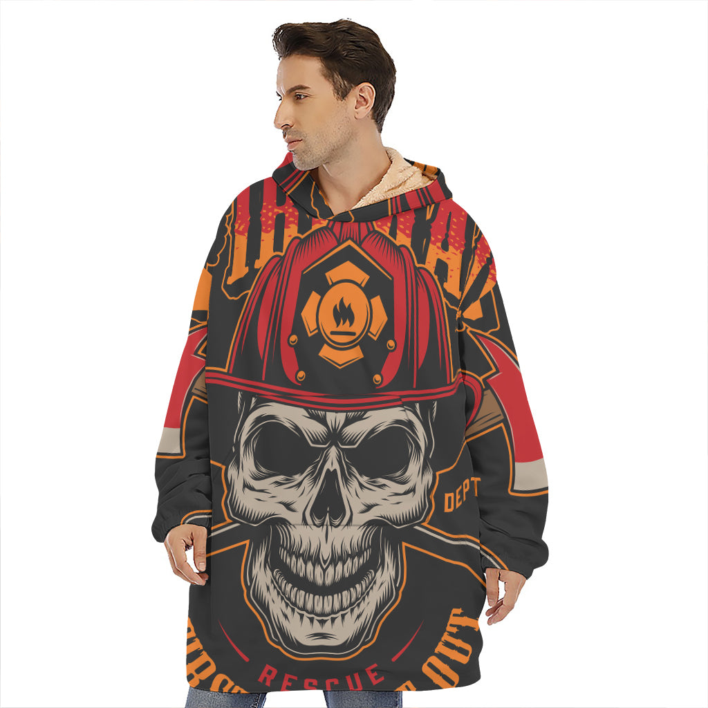 Firefighter First In Last Out Print Hoodie Blanket