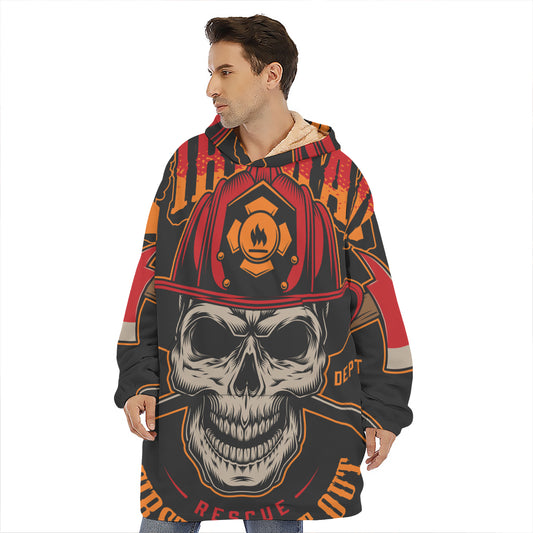Firefighter First In Last Out Print Hoodie Blanket