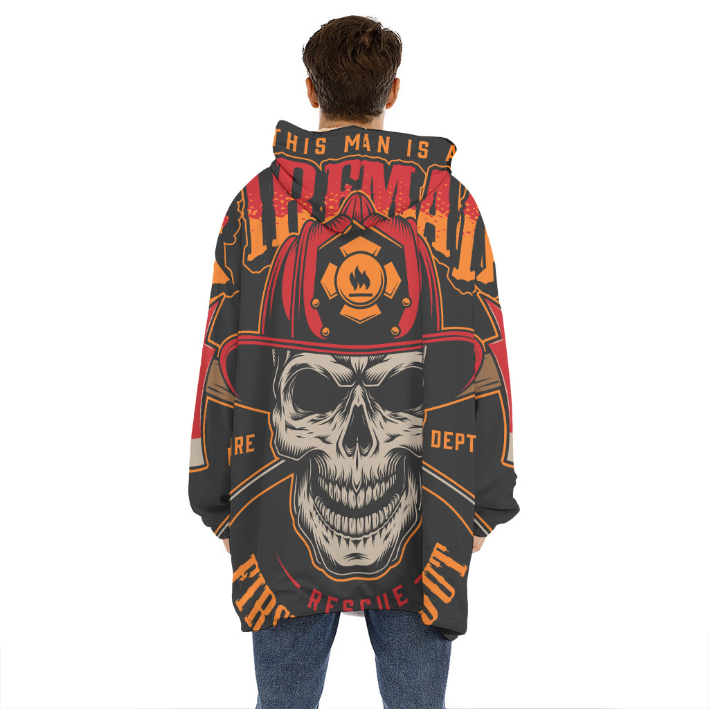Firefighter First In Last Out Print Hoodie Blanket