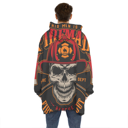 Firefighter First In Last Out Print Hoodie Blanket