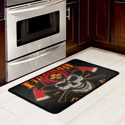 Firefighter First In Last Out Print Kitchen Mat