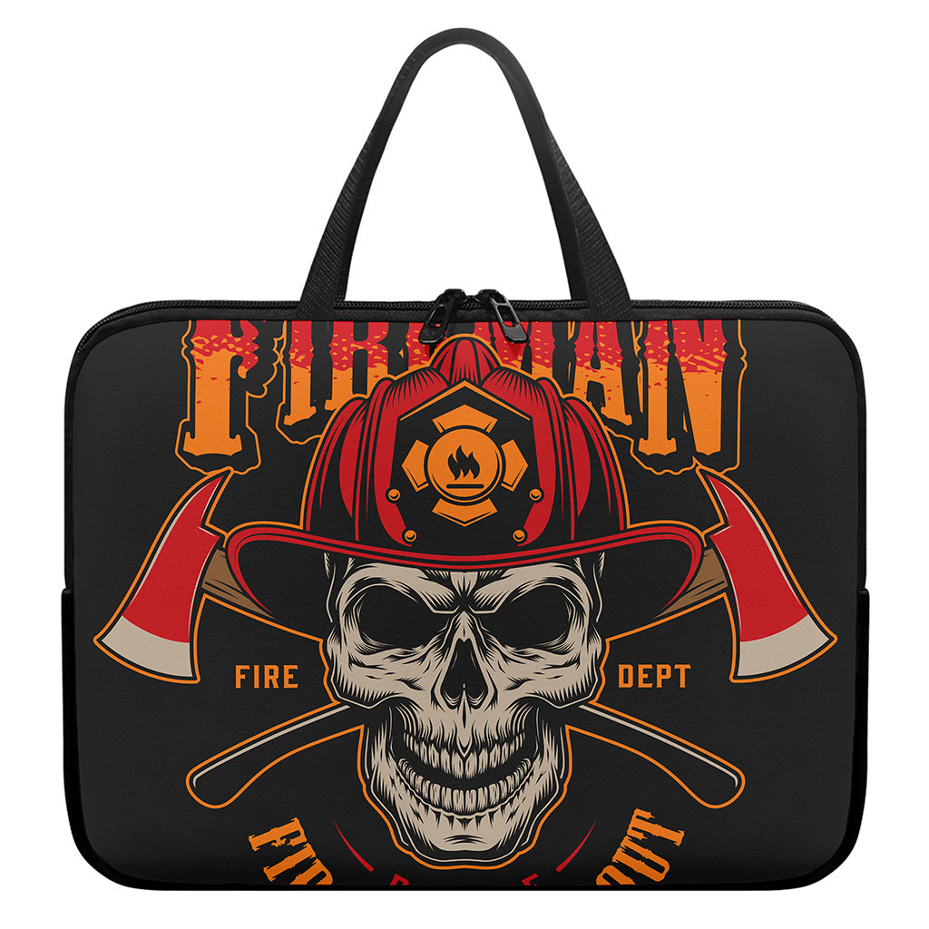 Firefighter First In Last Out Print Laptop Sleeve With Handle