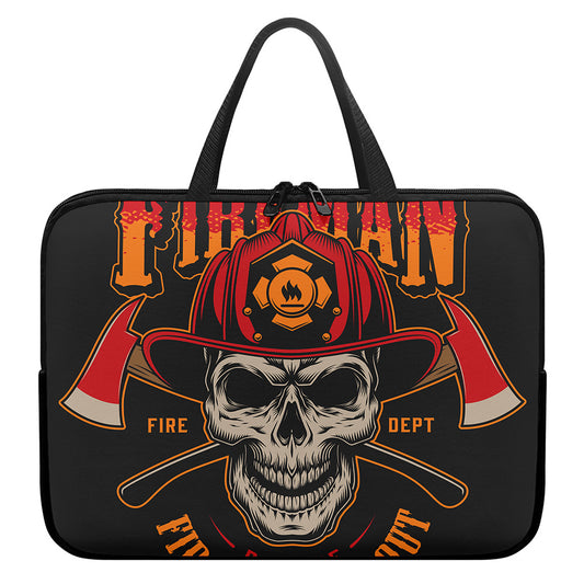 Firefighter First In Last Out Print Laptop Sleeve With Handle
