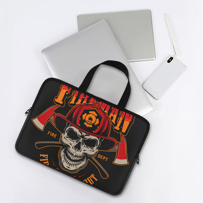 Firefighter First In Last Out Print Laptop Sleeve With Handle