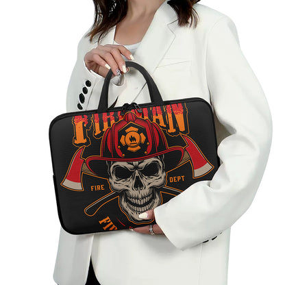 Firefighter First In Last Out Print Laptop Sleeve With Handle
