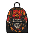 Firefighter First In Last Out Print Leather Backpack