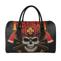 Firefighter First In Last Out Print Leather Duffel Bag