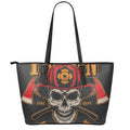 Firefighter First In Last Out Print Leather Tote Bag With Zipper