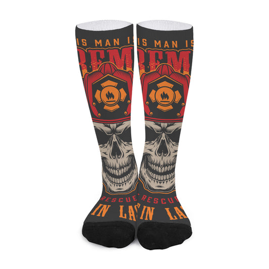Firefighter First In Last Out Print Long Socks