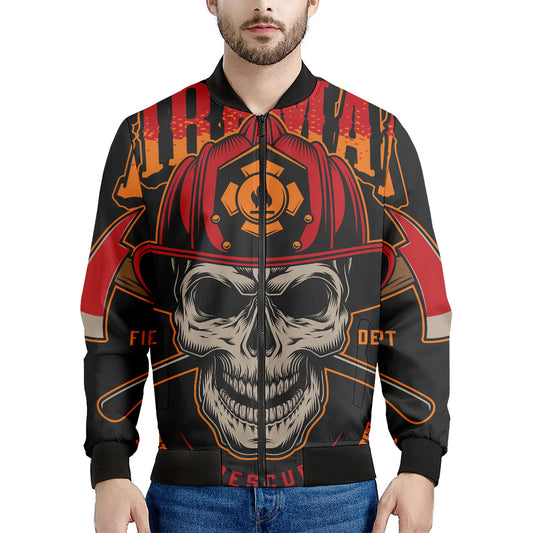 Firefighter First In Last Out Print Men's Bomber Jacket