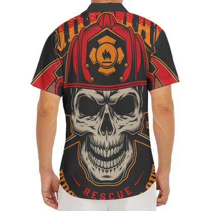 Firefighter First In Last Out Print Men's Deep V-Neck Shirt