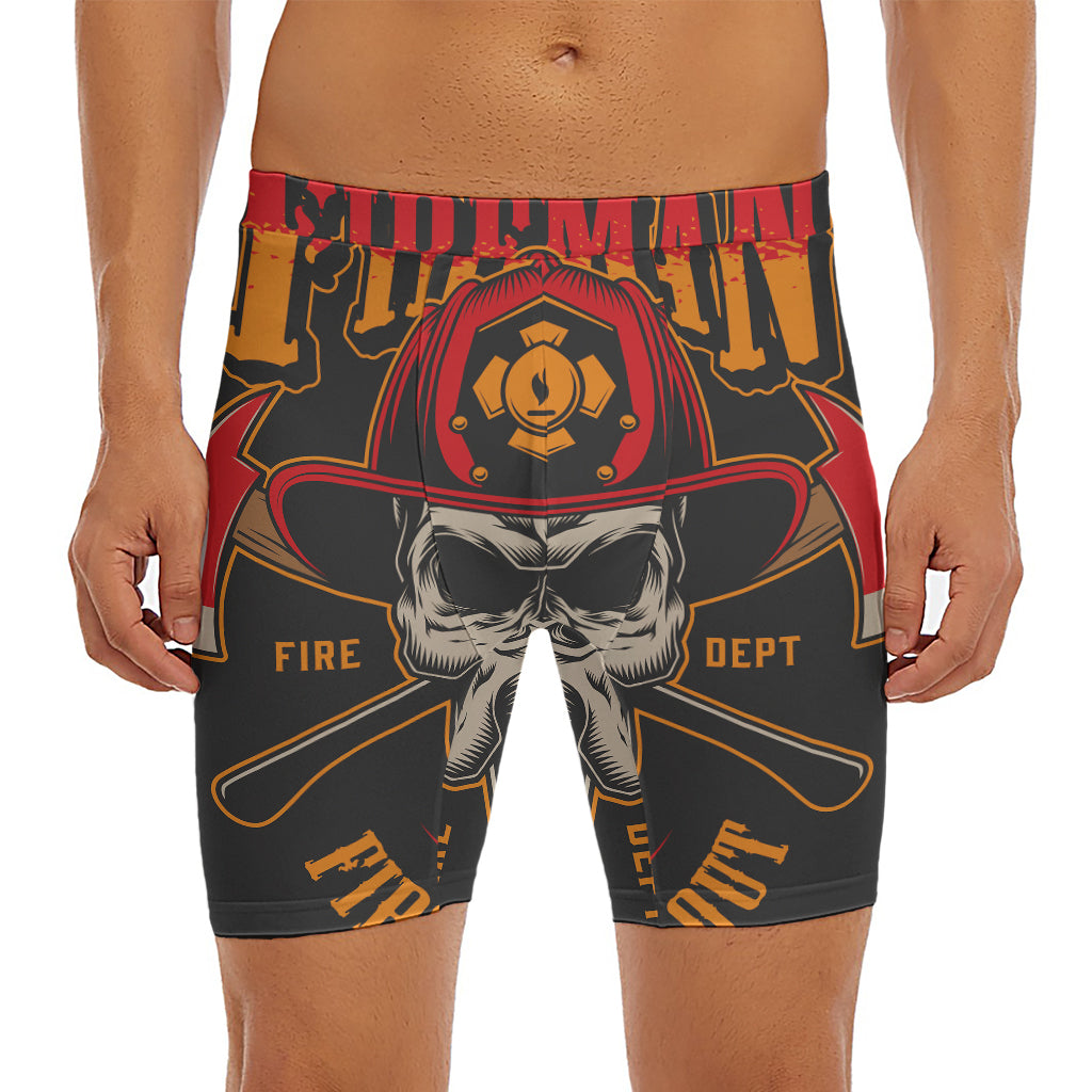 Firefighter First In Last Out Print Men's Long Boxer Briefs