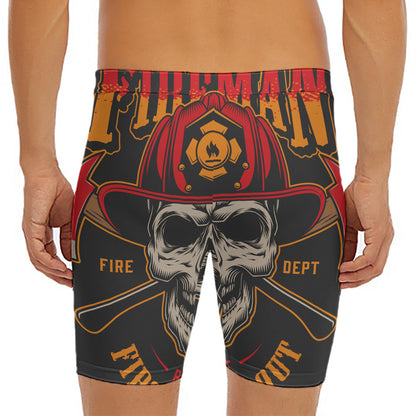 Firefighter First In Last Out Print Men's Long Boxer Briefs