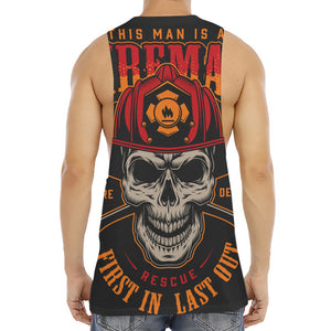 Firefighter First In Last Out Print Men's Muscle Tank Top