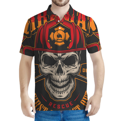 Firefighter First In Last Out Print Men's Polo Shirt