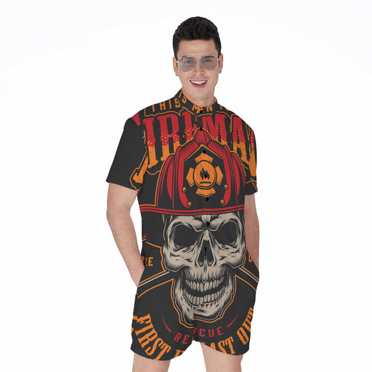 Firefighter First In Last Out Print Men's Rompers