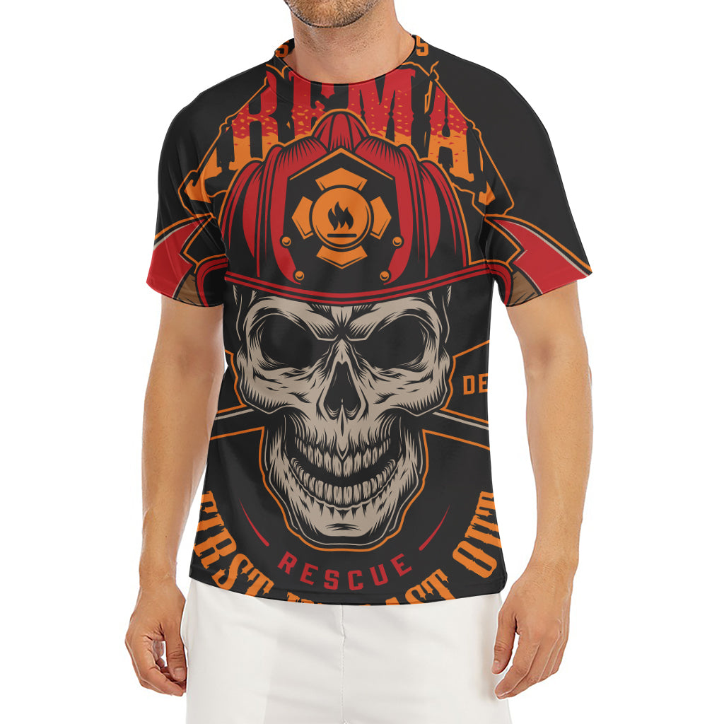 Firefighter First In Last Out Print Men's Short Sleeve Rash Guard