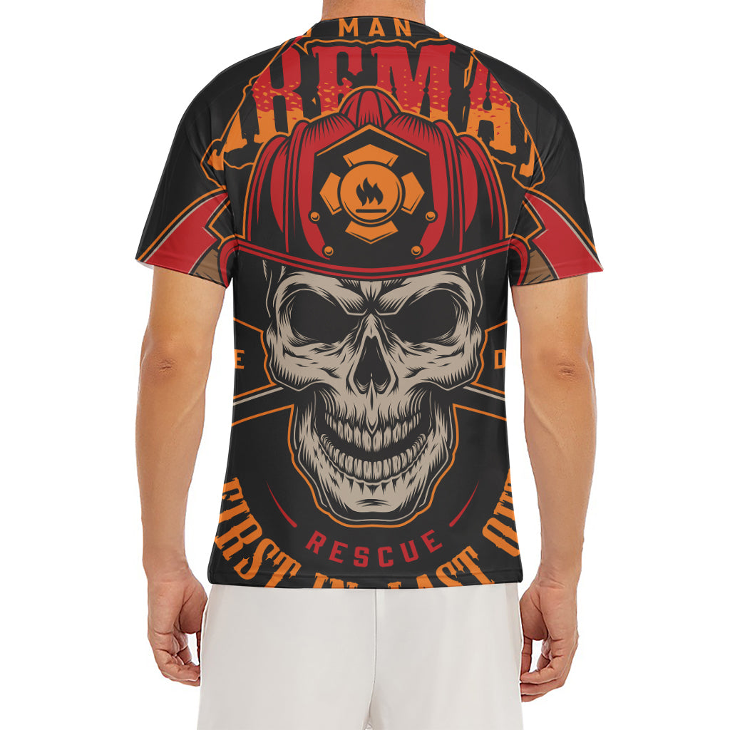 Firefighter First In Last Out Print Men's Short Sleeve Rash Guard