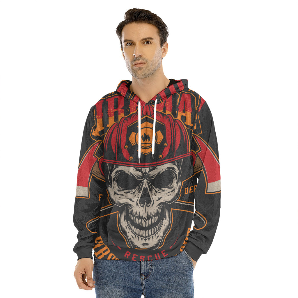 Firefighter First In Last Out Print Men's Velvet Pullover Hoodie