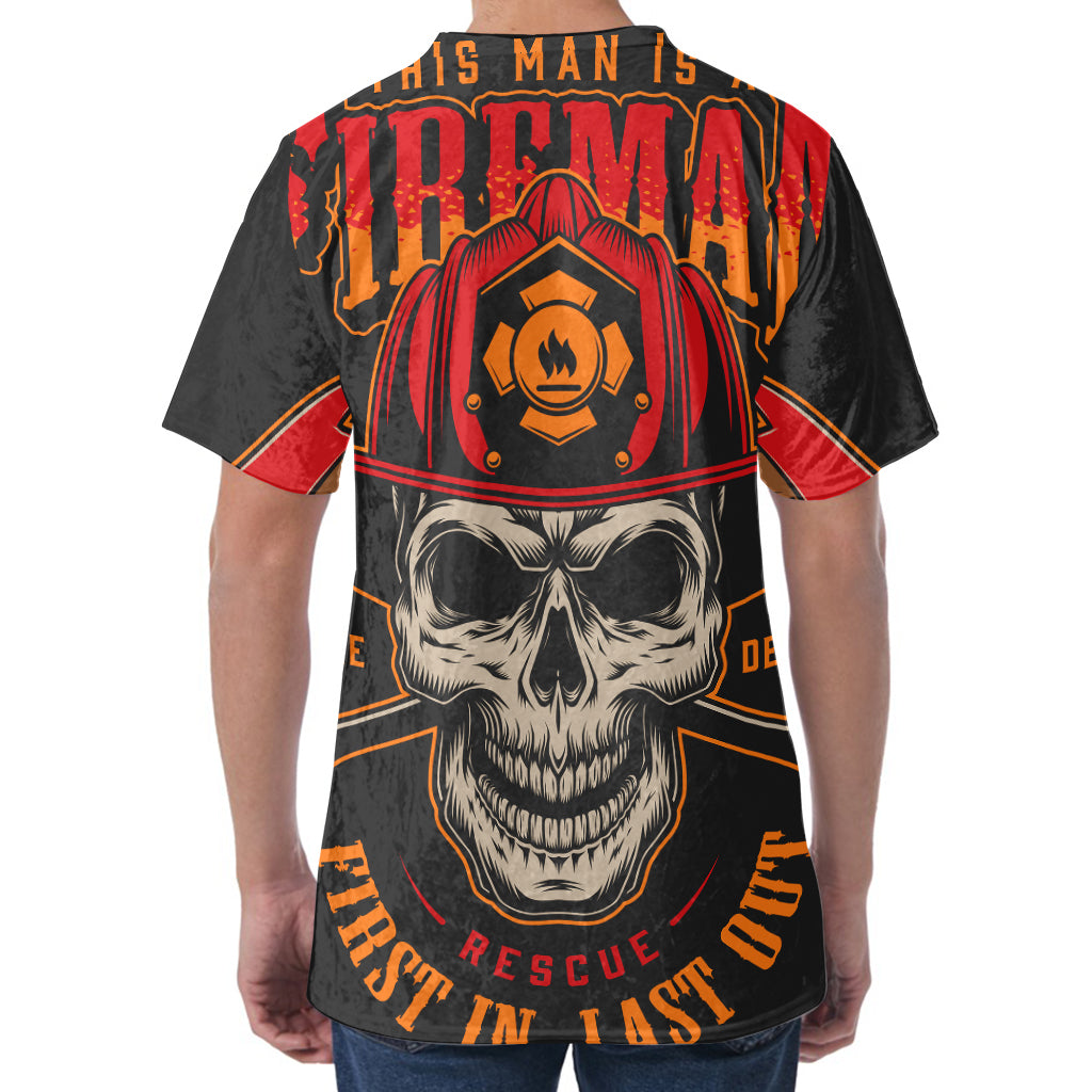 Firefighter First In Last Out Print Men's Velvet T-Shirt