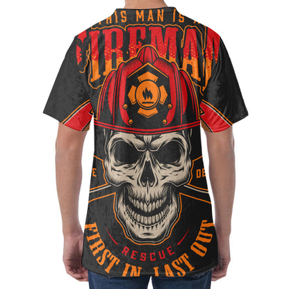 Firefighter First In Last Out Print Men's Velvet T-Shirt