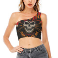 Firefighter First In Last Out Print One Shoulder Crop Top