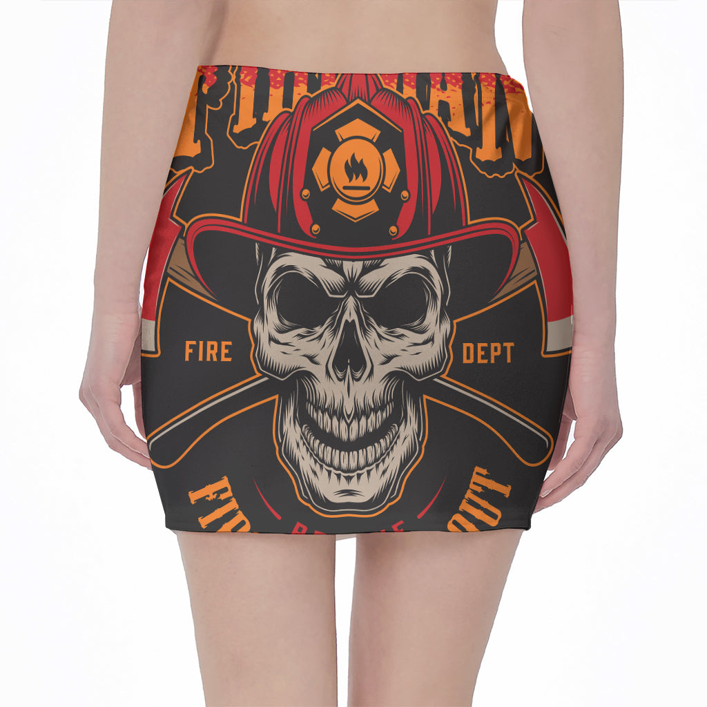 Firefighter First In Last Out Print Pencil Mini Skirt