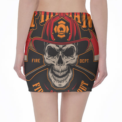 Firefighter First In Last Out Print Pencil Mini Skirt