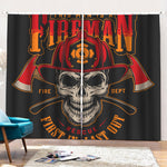 Firefighter First In Last Out Print Pencil Pleat Curtains