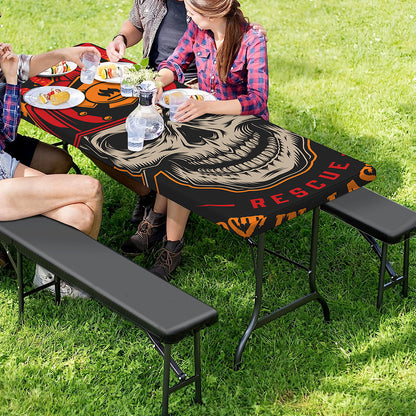 Firefighter First In Last Out Print Picnic Table Cover