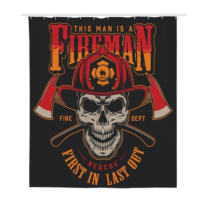 Firefighter First In Last Out Print Polyester Shower Curtain