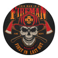 Firefighter First In Last Out Print Round Blanket