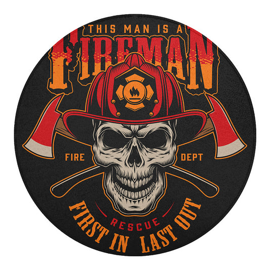 Firefighter First In Last Out Print Round Blanket