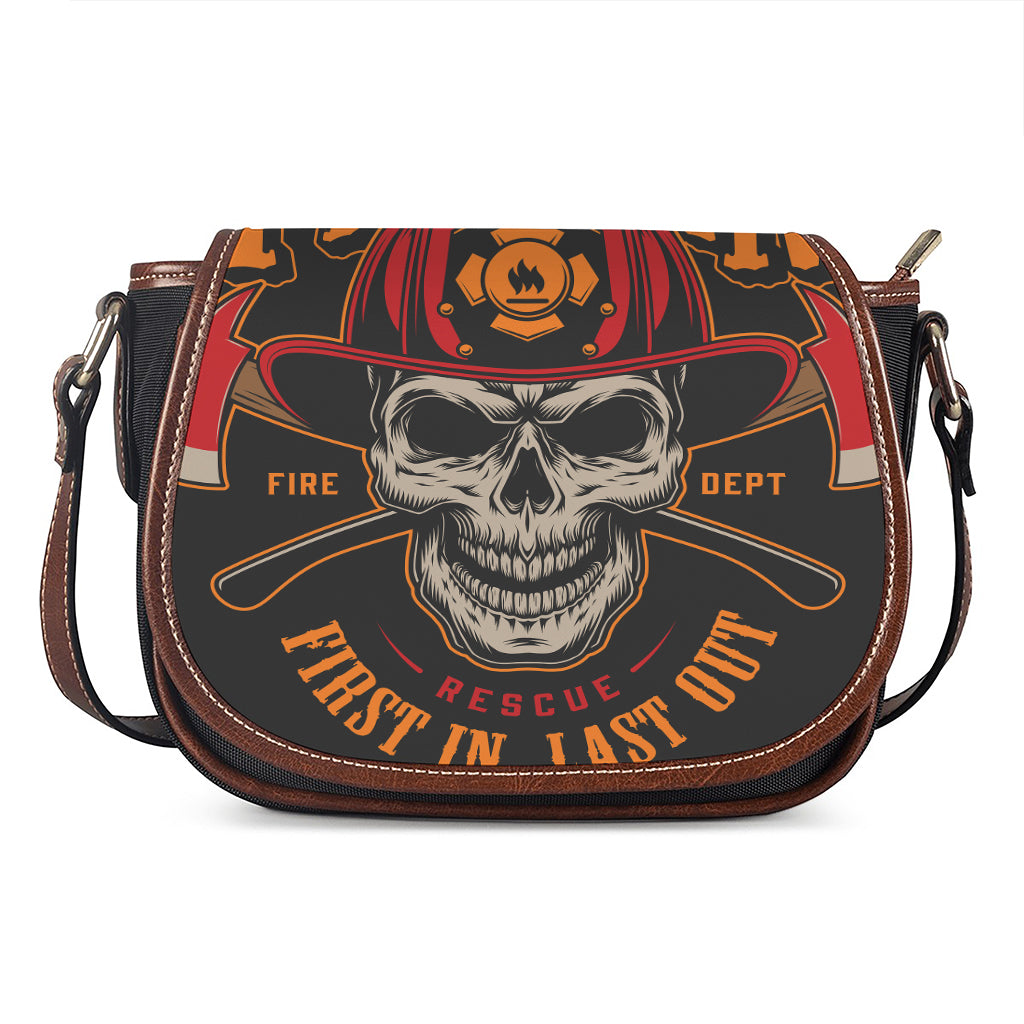 Firefighter First In Last Out Print Saddle Bag