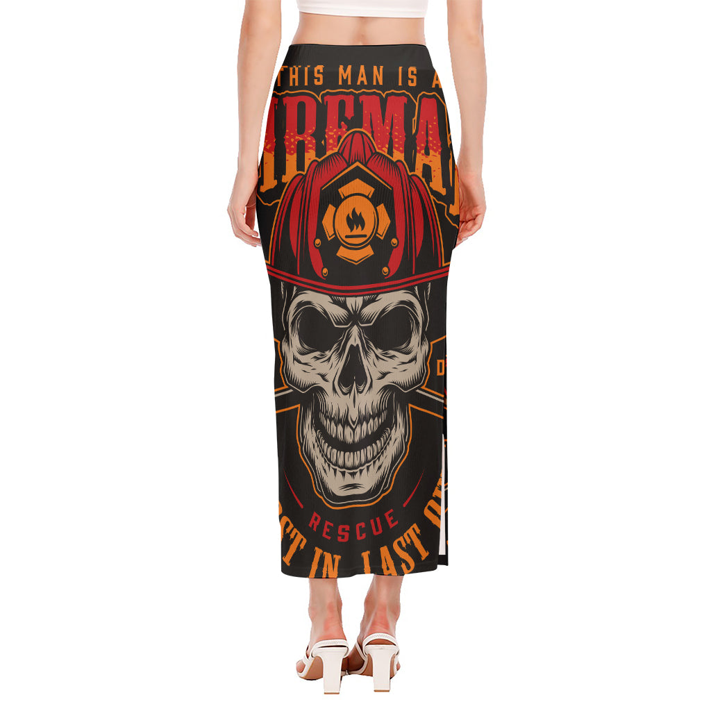 Firefighter First In Last Out Print Side Slit Maxi Skirt