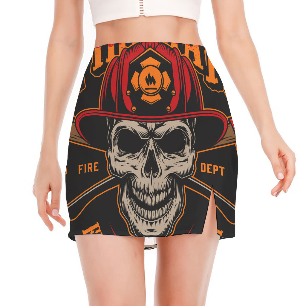 Firefighter First In Last Out Print Side Slit Mini Skirt