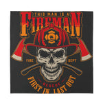 Firefighter First In Last Out Print Silk Bandana