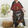 Firefighter First In Last Out Print Silk V-Neck Kaftan Dress