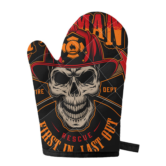 Firefighter First In Last Out Print Single Oven Mitt