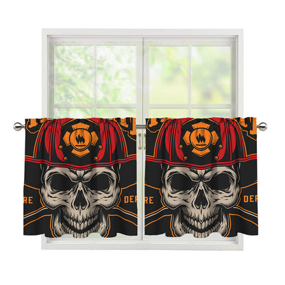 Firefighter First In Last Out Print Tier Curtains