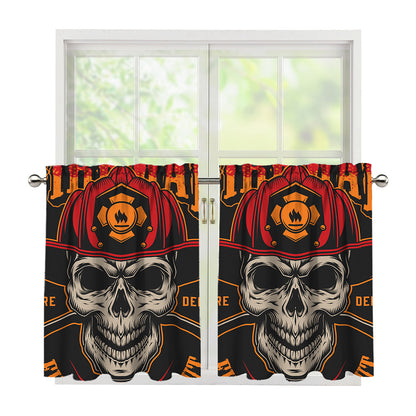 Firefighter First In Last Out Print Tier Curtains