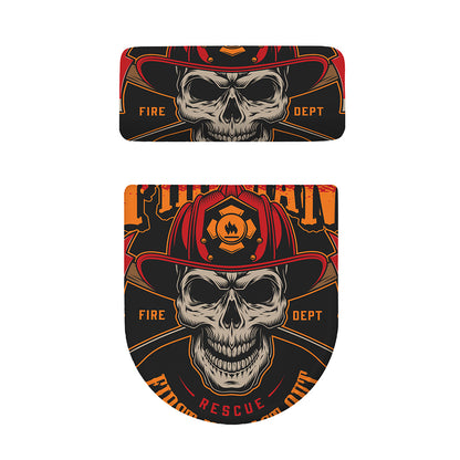 Firefighter First In Last Out Print Toilet Lid And Tank Cover Set