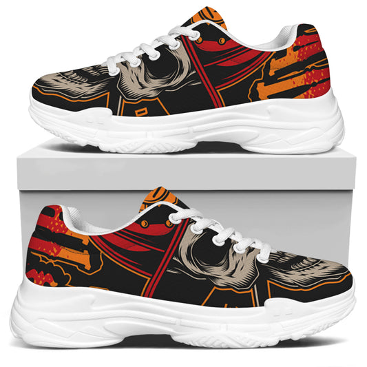 Firefighter First In Last Out Print White Chunky Shoes