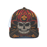 Firefighter First In Last Out Print White Mesh Trucker Cap