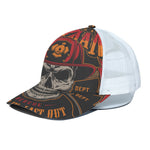 Firefighter First In Last Out Print White Mesh Trucker Cap