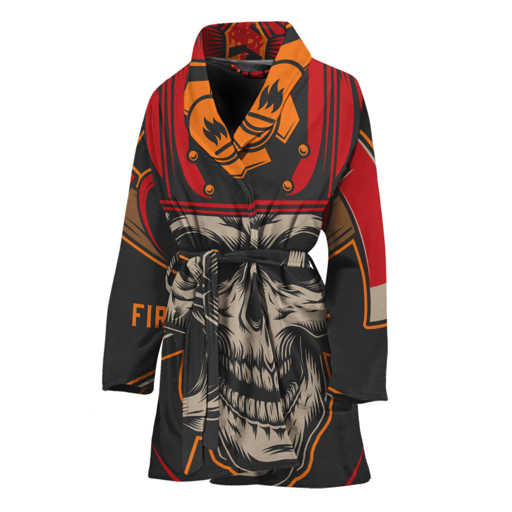 Firefighter First In Last Out Print Women's Bathrobe