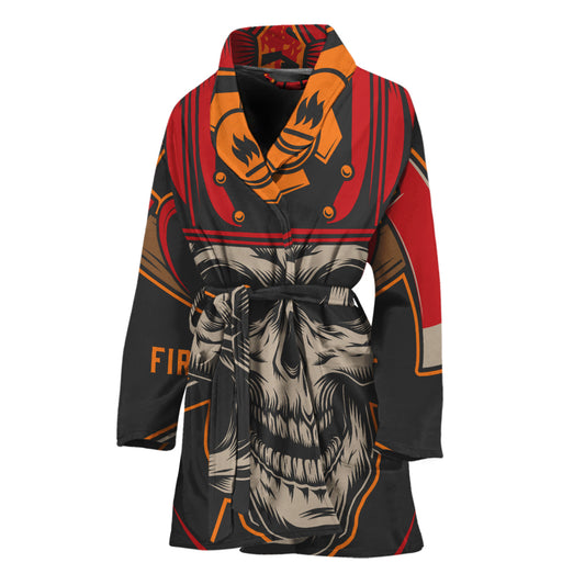 Firefighter First In Last Out Print Women's Bathrobe