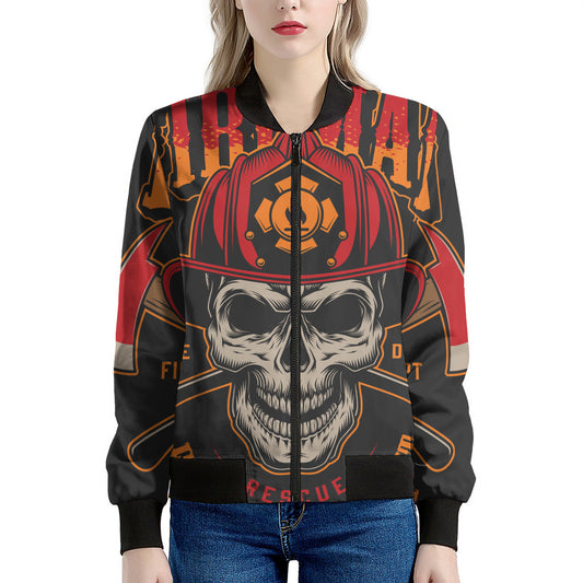 Firefighter First In Last Out Print Women's Bomber Jacket