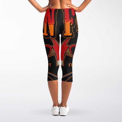 Firefighter First In Last Out Print Women's Capri Leggings